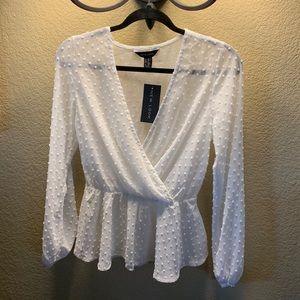 Cute Sheerish  polkadotted blouse. Size 8 NWT